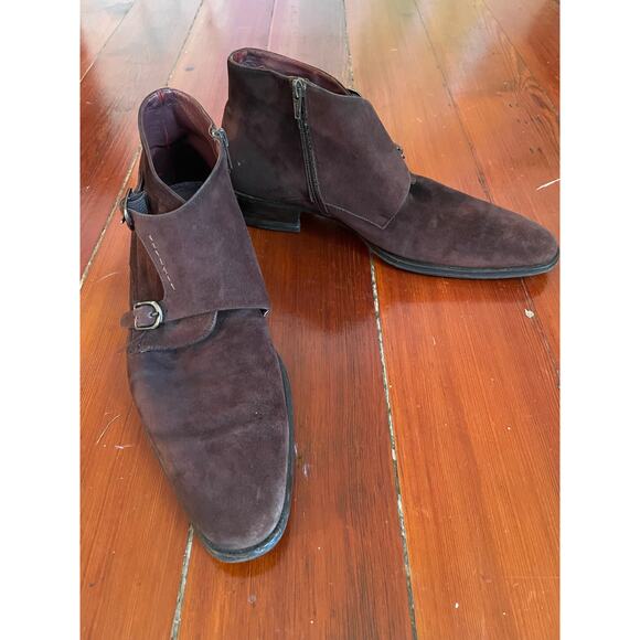Mezlan Men’s Brown Suede Double Monk Strap Ankle Boots Size 10M Spain - Picture 1 of 7